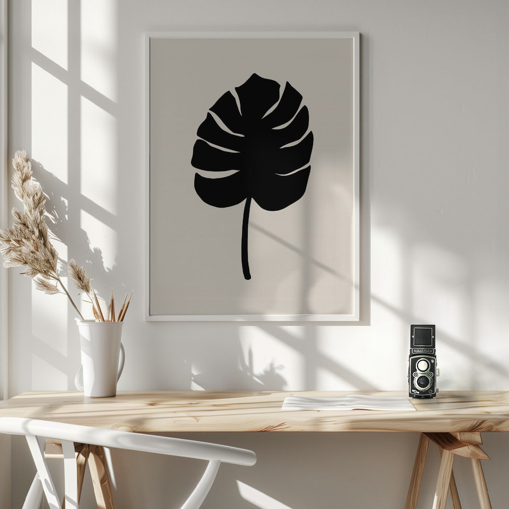 Monstera Leaf Black Poster