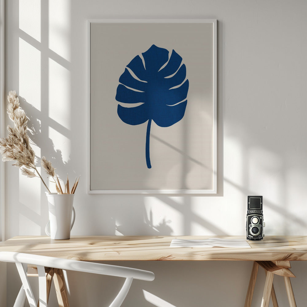 Monstera Canvas Blue Poster