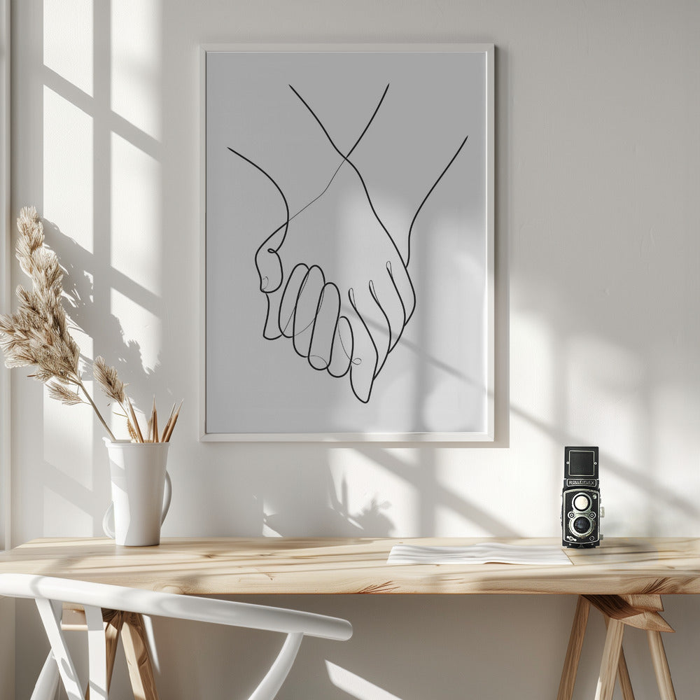 Holding Hands Lines Poster