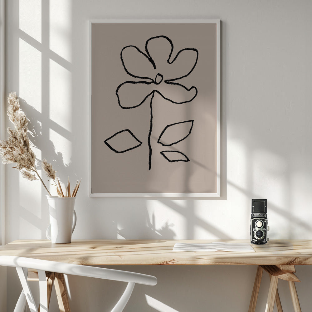 Oil Pastel Flower Black Poster