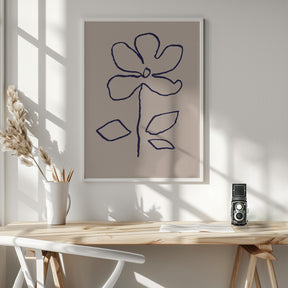 Oil Pastel Flower Blue Poster