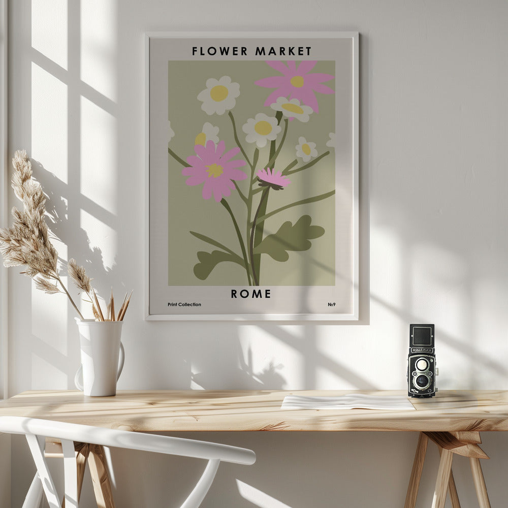 Flower Market Rome Poster