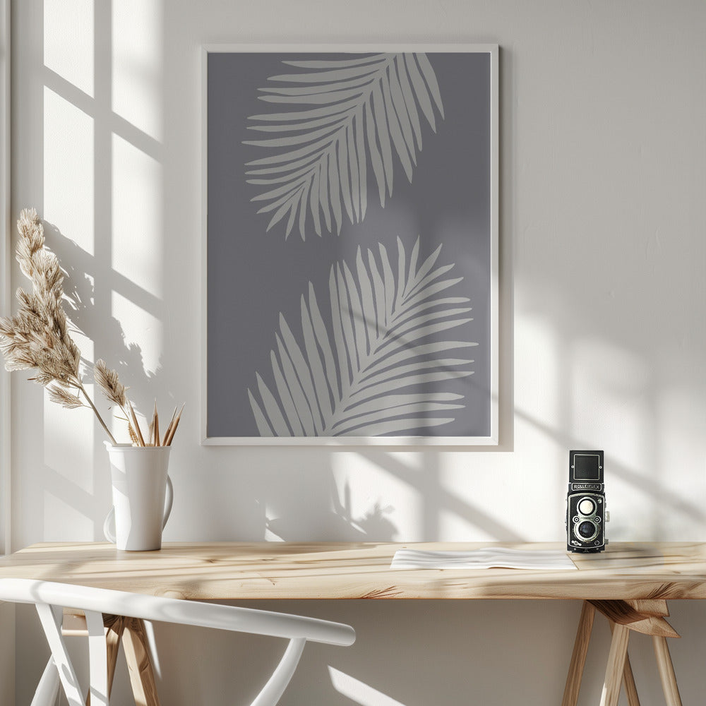 PALM LEAF 03 MEDIUM GRAY Poster