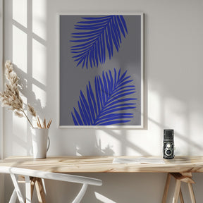 PALM LEAF 02 SOFT GRAY Poster