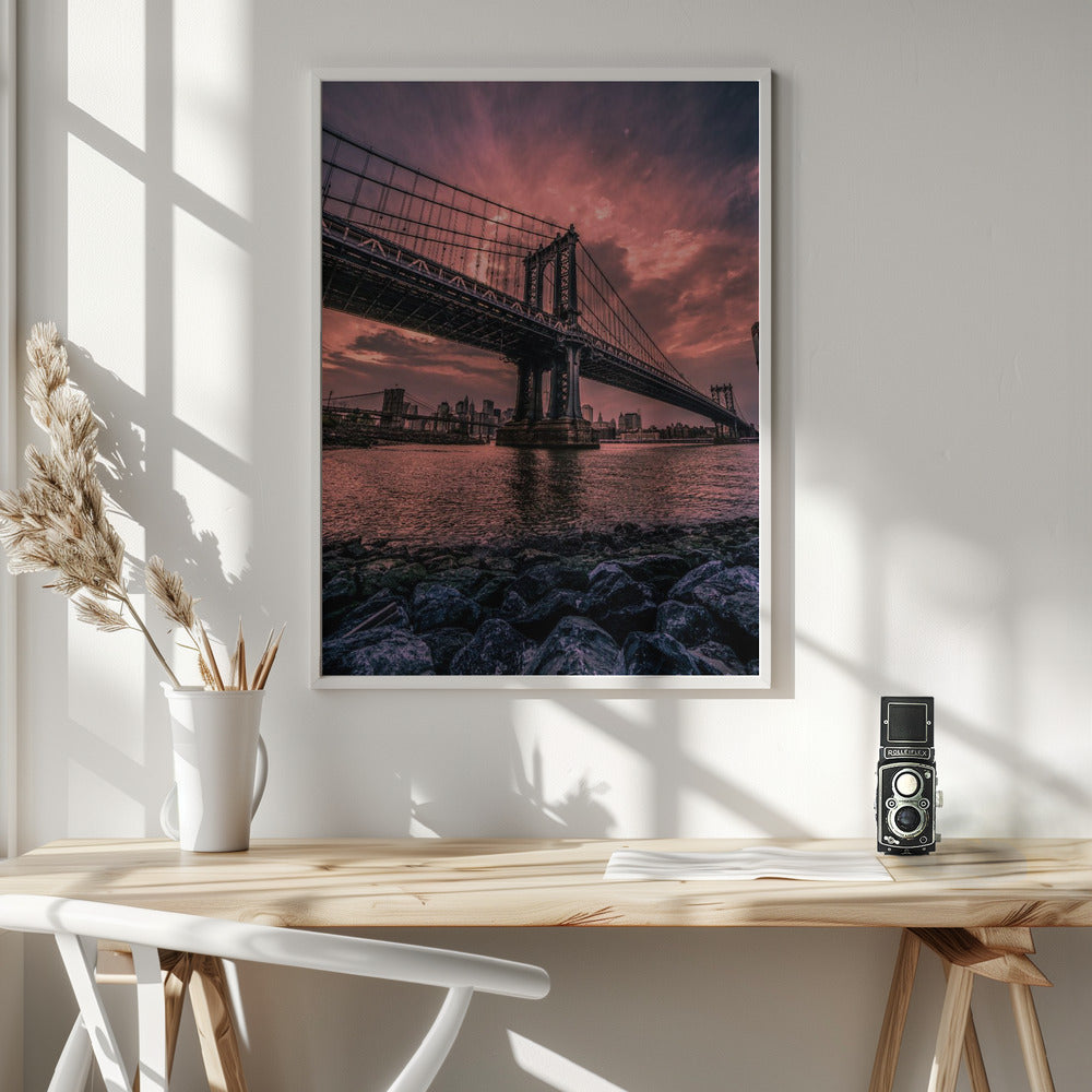 Manhattan Bridge Wide Angle Poster