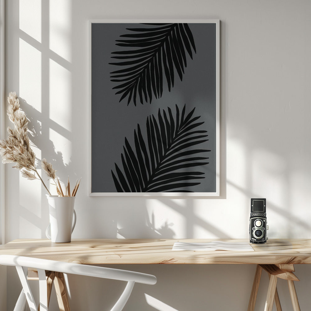 Palm Leaf Gray 02 Poster