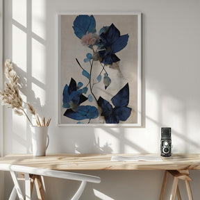 Blue Dry Flowers Poster