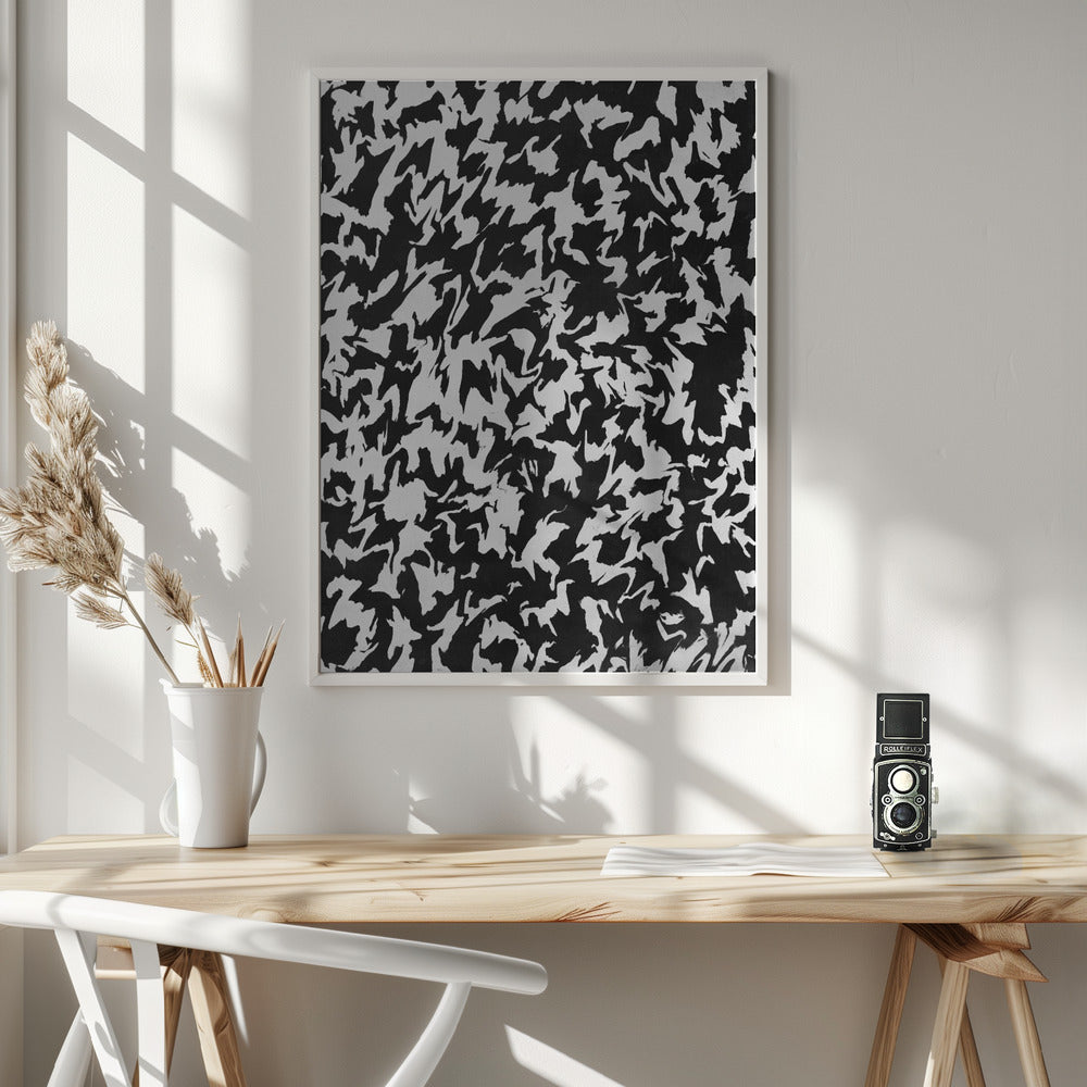 Black And White Zig Zag Pattern Poster