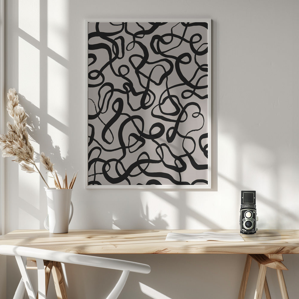 Simple Black Loops Pattern Poster