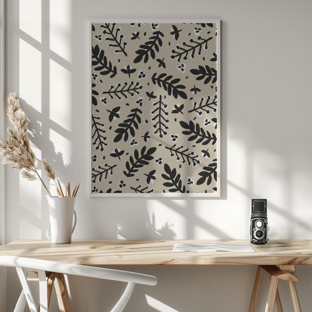 Banches And Berries (Beige) Poster