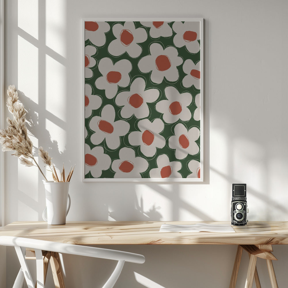 Cute Beige Flower Pattern Poster