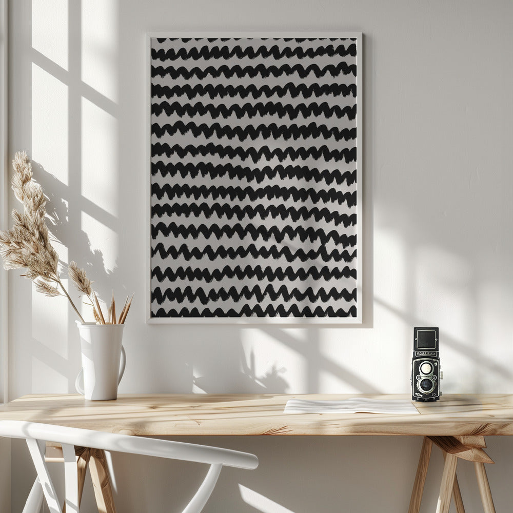 Simple Black ZigZag Pattern Poster