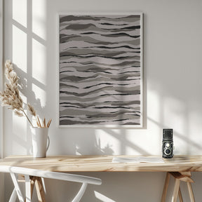 Grey And Beige Waves Poster