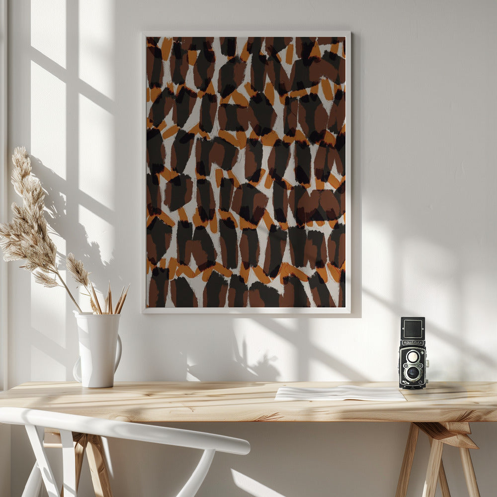 Brown Orange Brush Strokes Poster