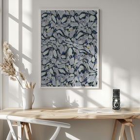 Blue Ice Flowers Pattern Poster