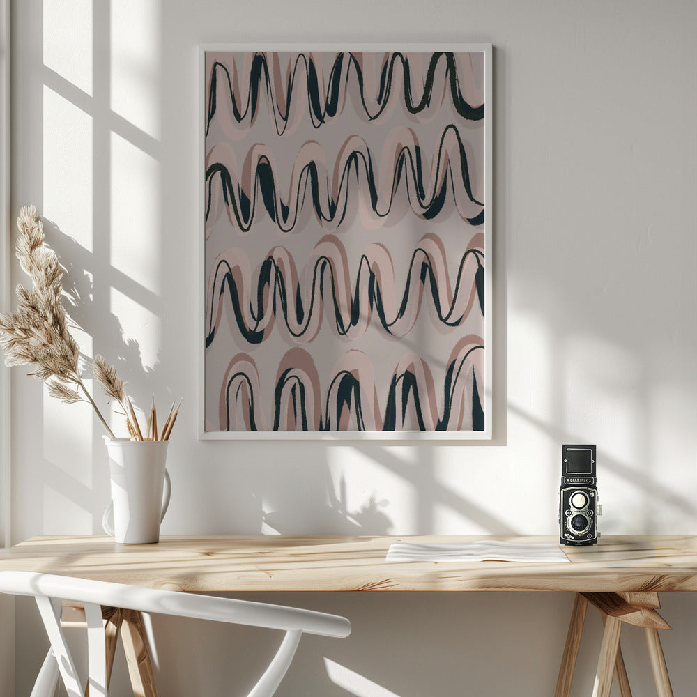 Beige Blue Pastel Waves Poster