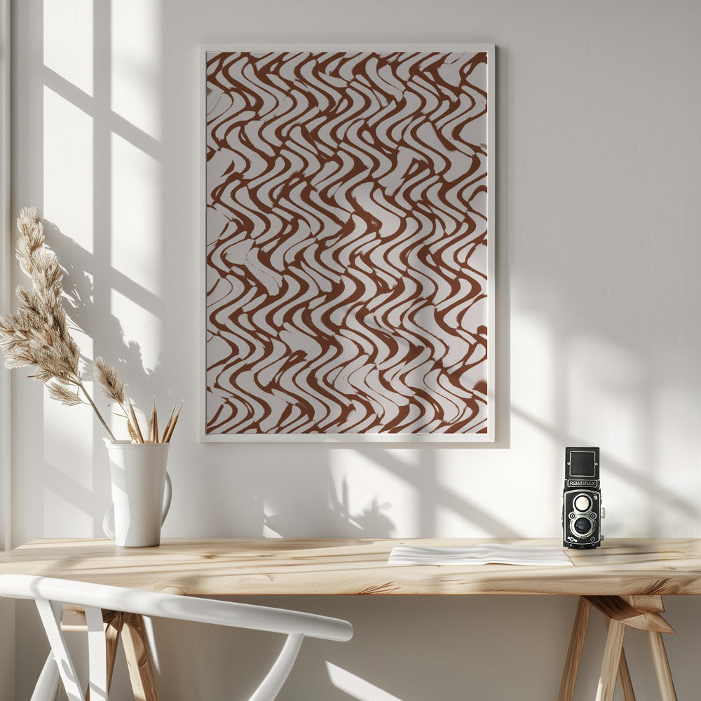 Beige Wavey Zig Zag Pattern Poster