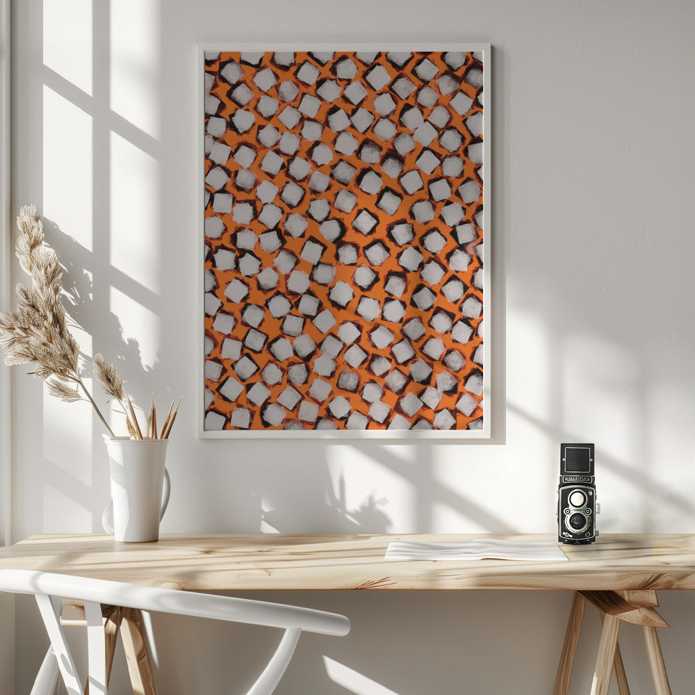 White Cubes Pattern Poster