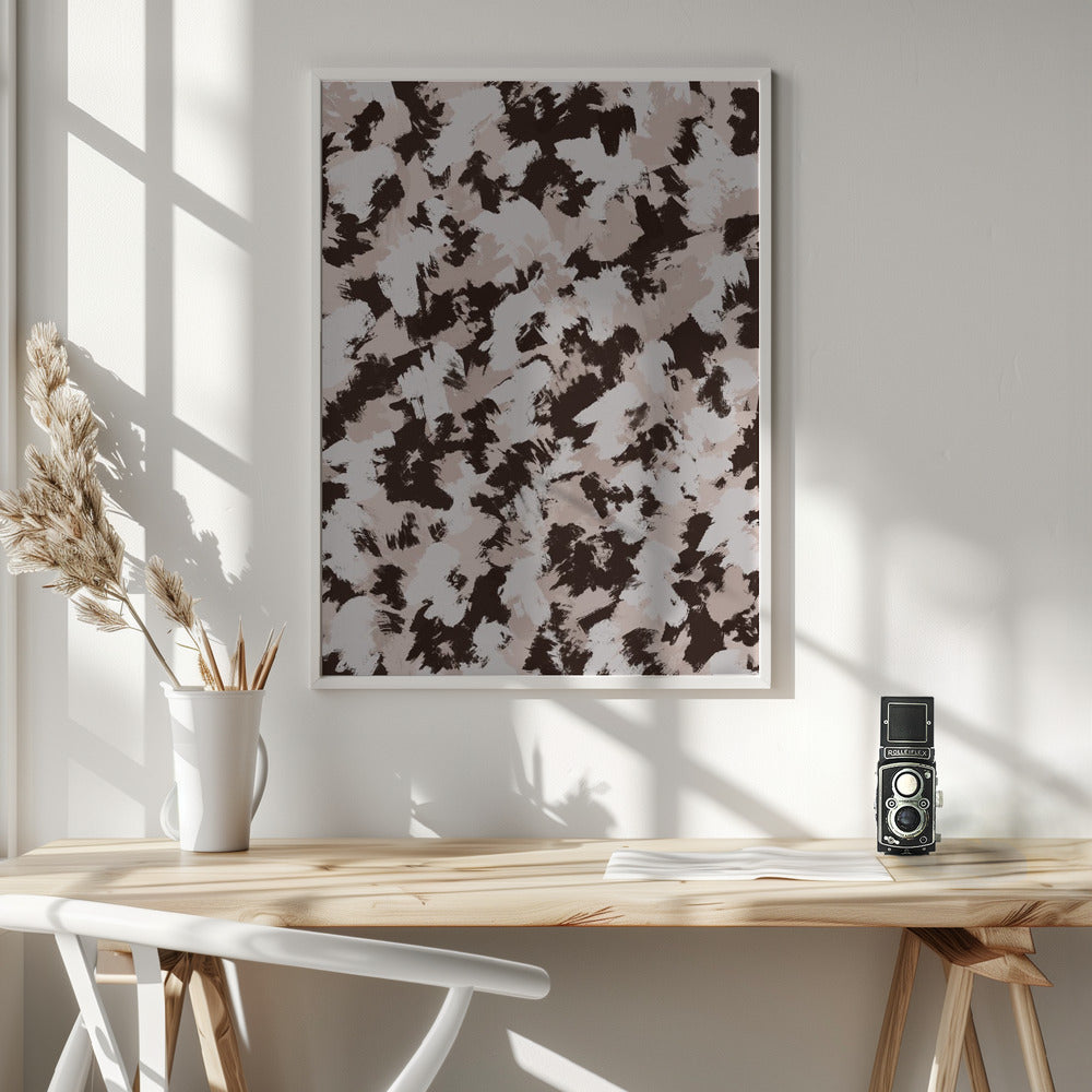 Brown And Beige Strokes Pattern Poster