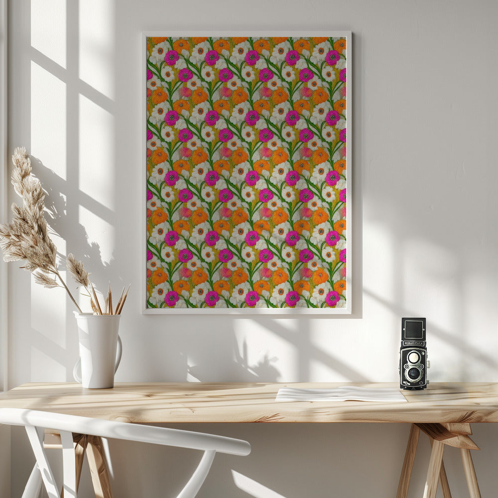 Stitched Flowers Pattern Poster