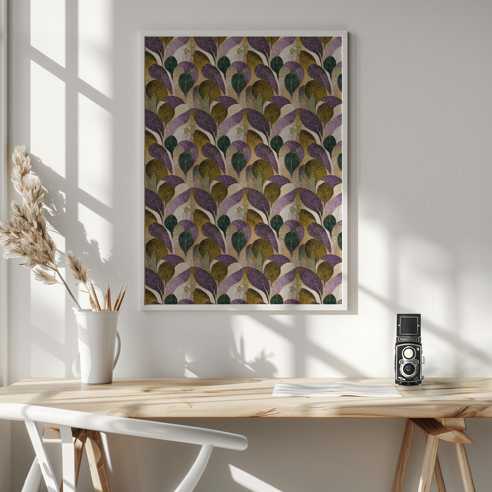 Purple Leafs Pattern Poster