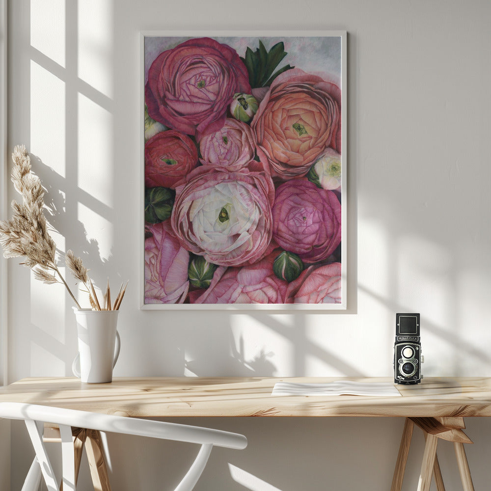 Arleth ranunculus bouquet in warm pink Poster