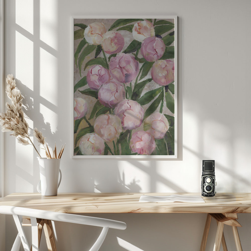 Valenty painterly peonies Poster