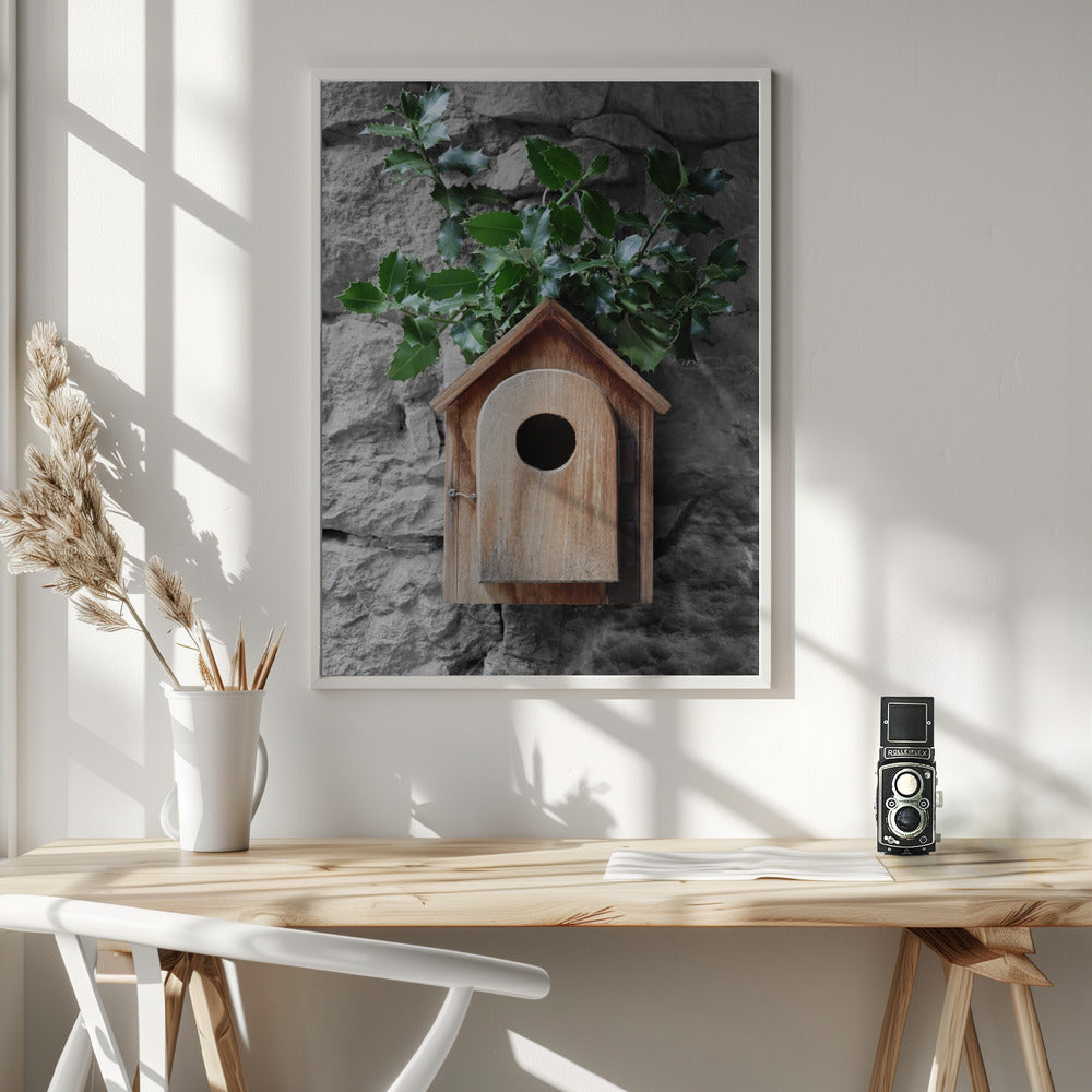 Holly birdhouse Poster