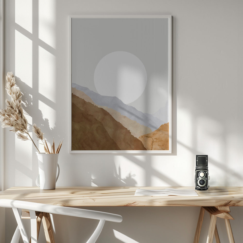 Boho moon and mountains Poster