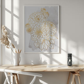 Pacey bouquet in gold and grey Poster