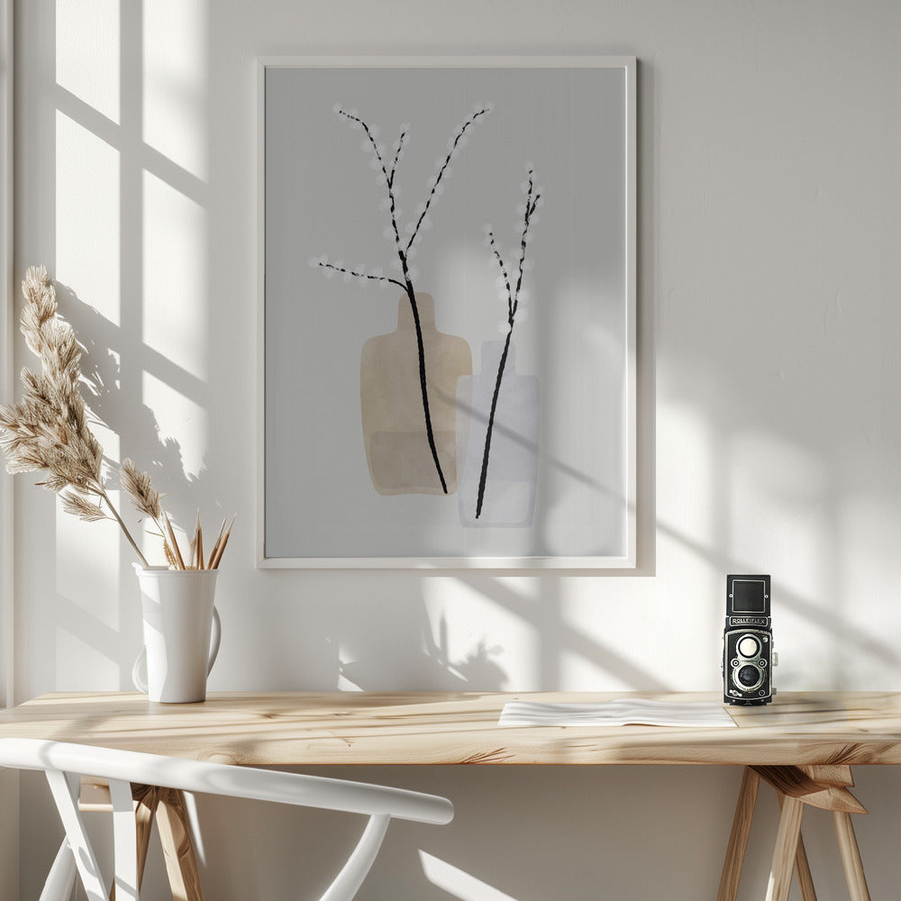 Flower branches in vases Poster