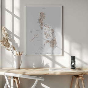 Taupe watercolor map of Philippines Poster