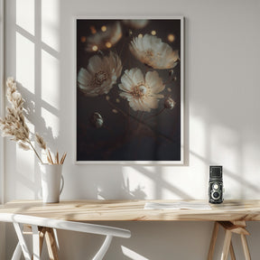 Creme Beige Flowers Poster