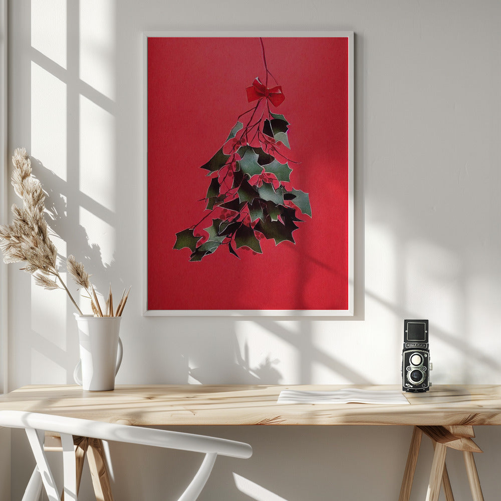 Mistletoe With Red Bow Poster