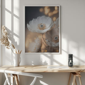 White And Golden Flowers Poster