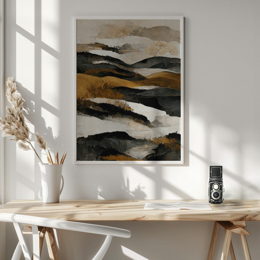 Ochre And Beige Mountains Poster