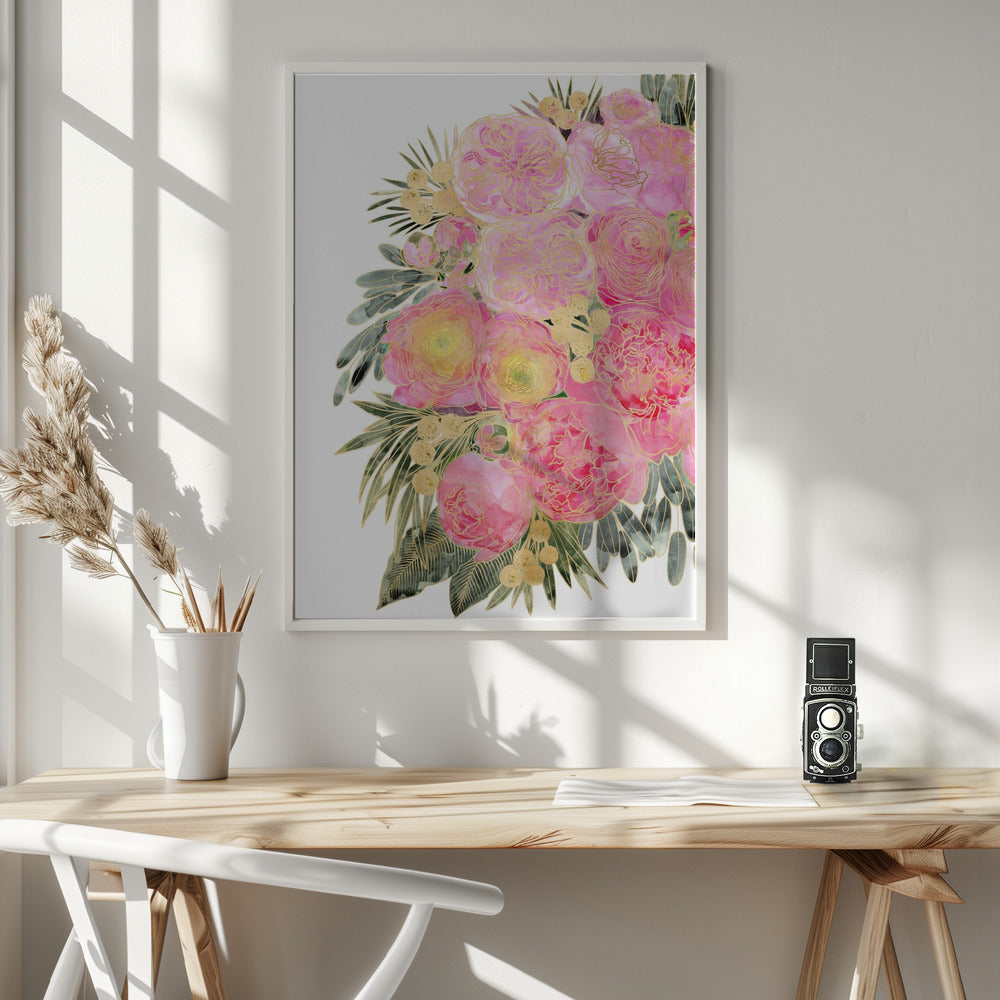 Rekha floral art in light pink watercolor Poster