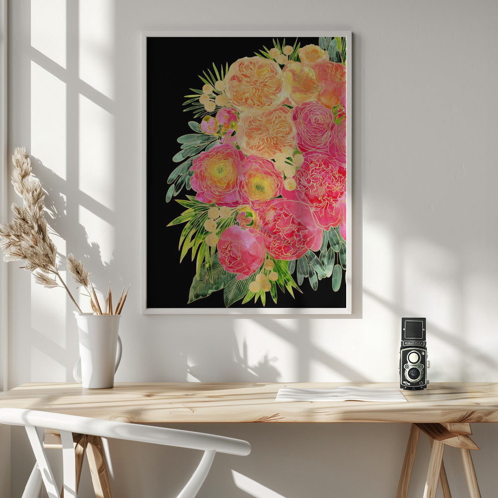 Rekha floral art in bright watercolor Poster