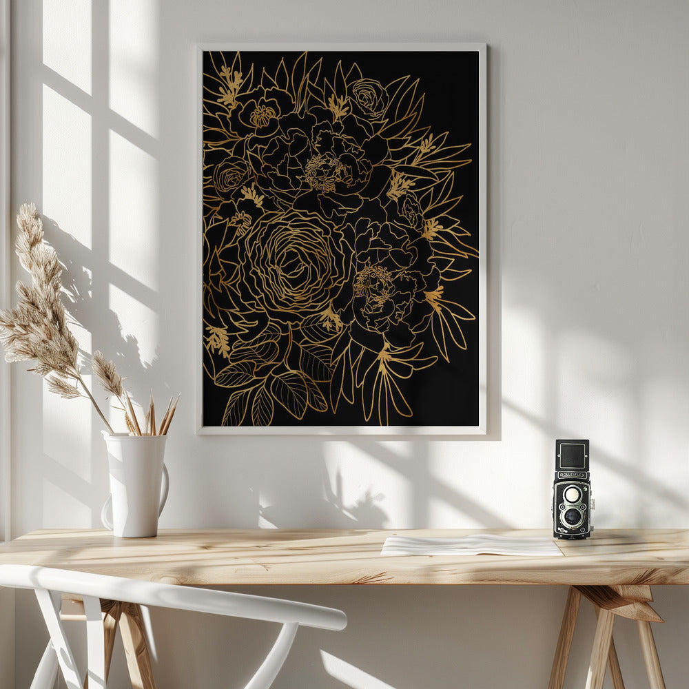 Nanette bouquet in gold and black Poster