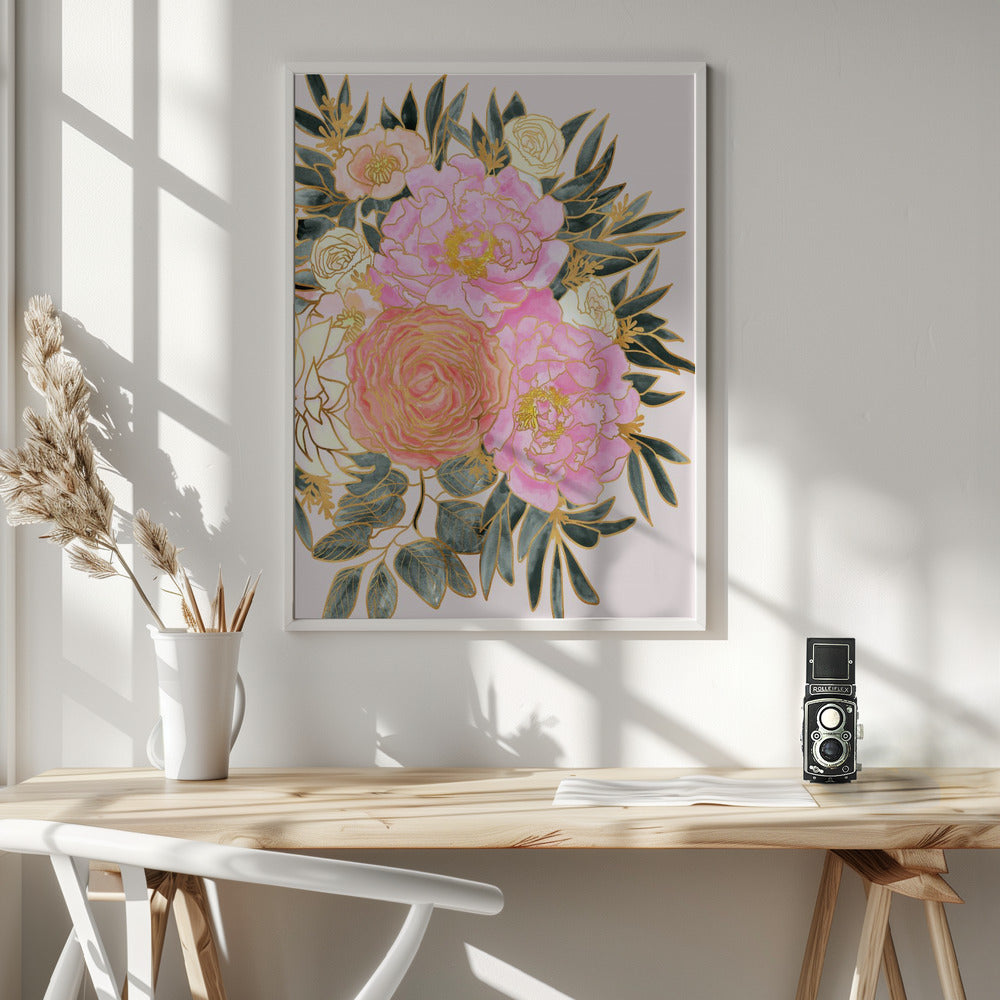 Nanette floral art in pastels Poster