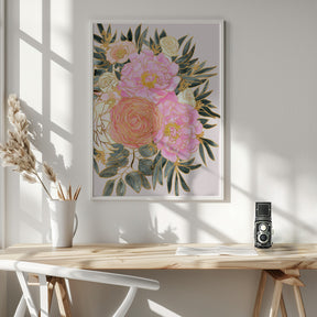 Nanette floral art in pastels Poster