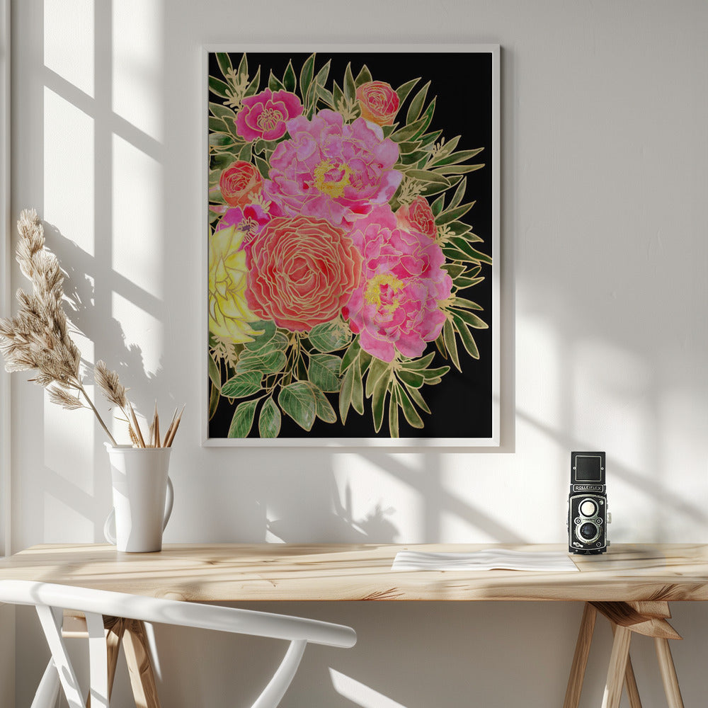 Nanette floral art in bright colors Poster