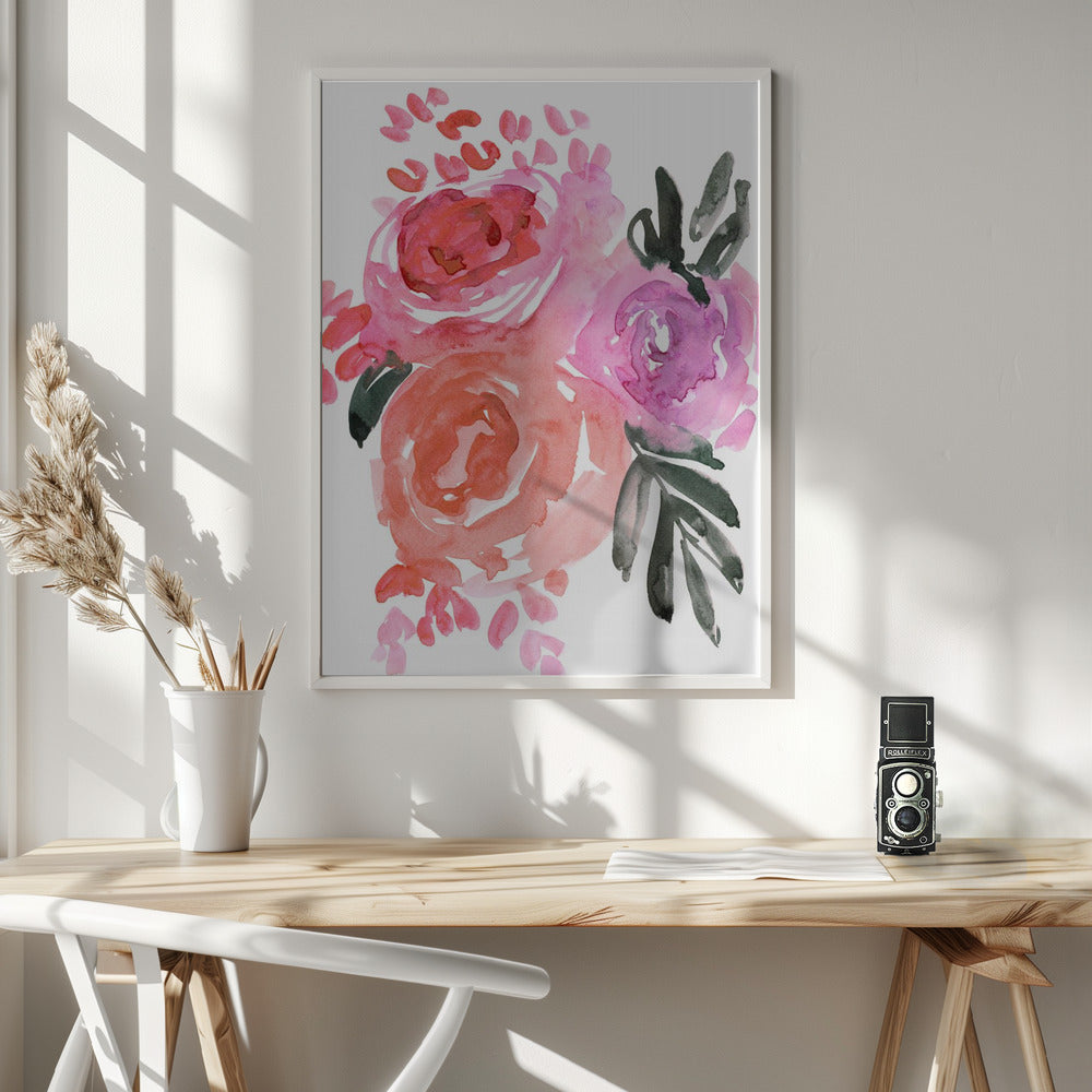 Maeko loose watercolor florals I Poster