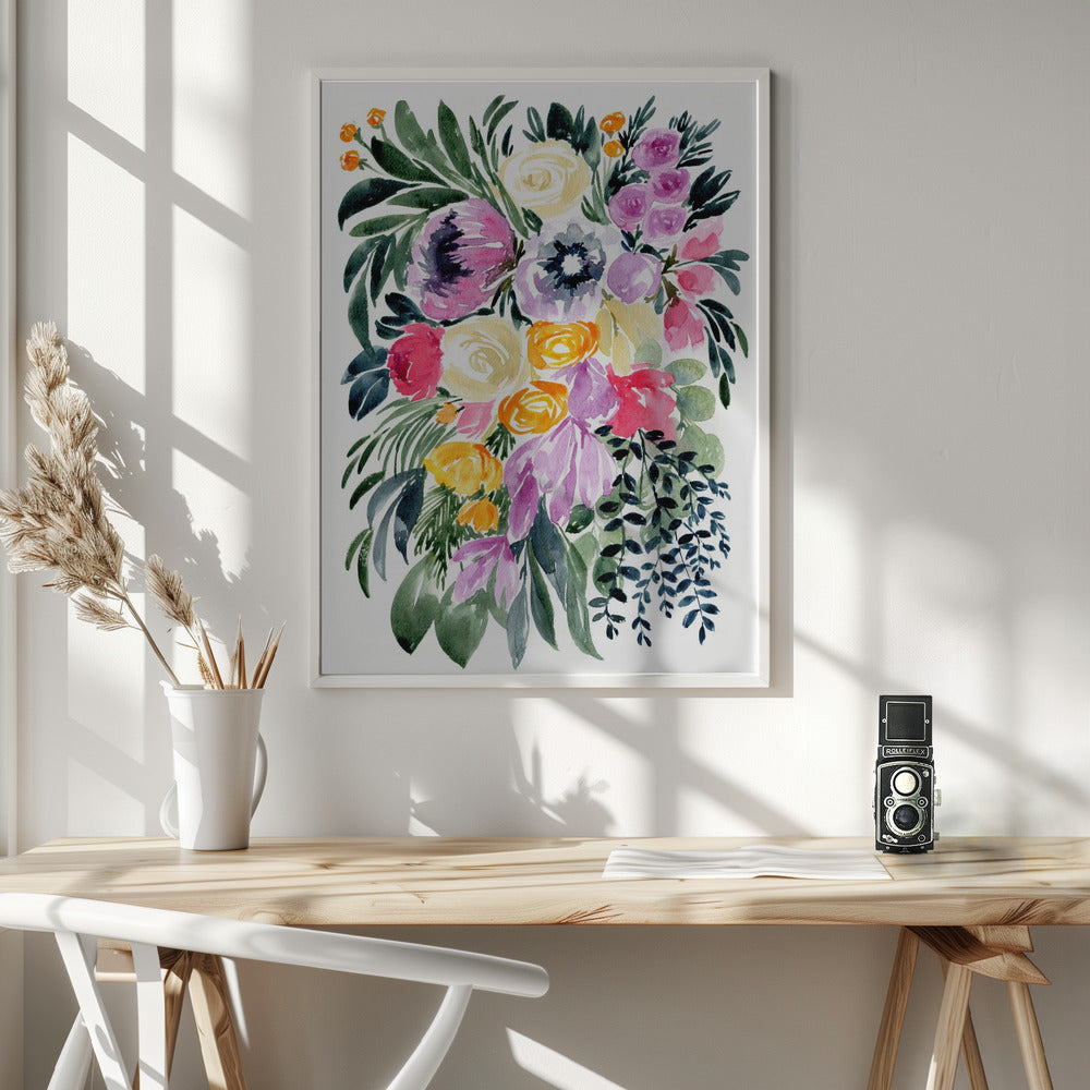 Urja loose floral watercolor bouquet Poster