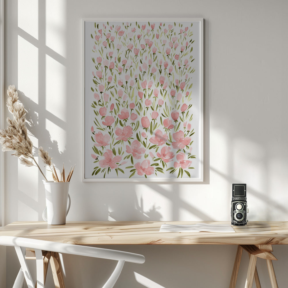 Field of pink flowers Poster