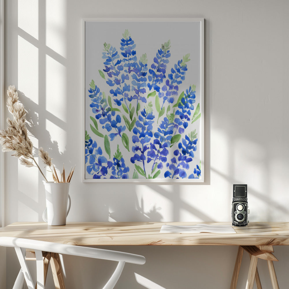 Watercolor Texas bluebonnets Poster