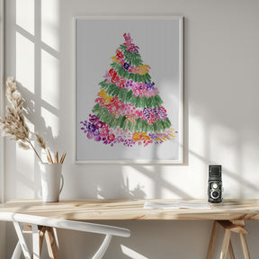 Floral watercolor Christmas tree Poster