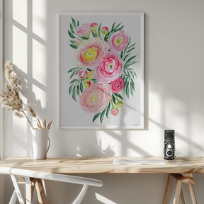 Savanna pink ranunculus bouquet Poster