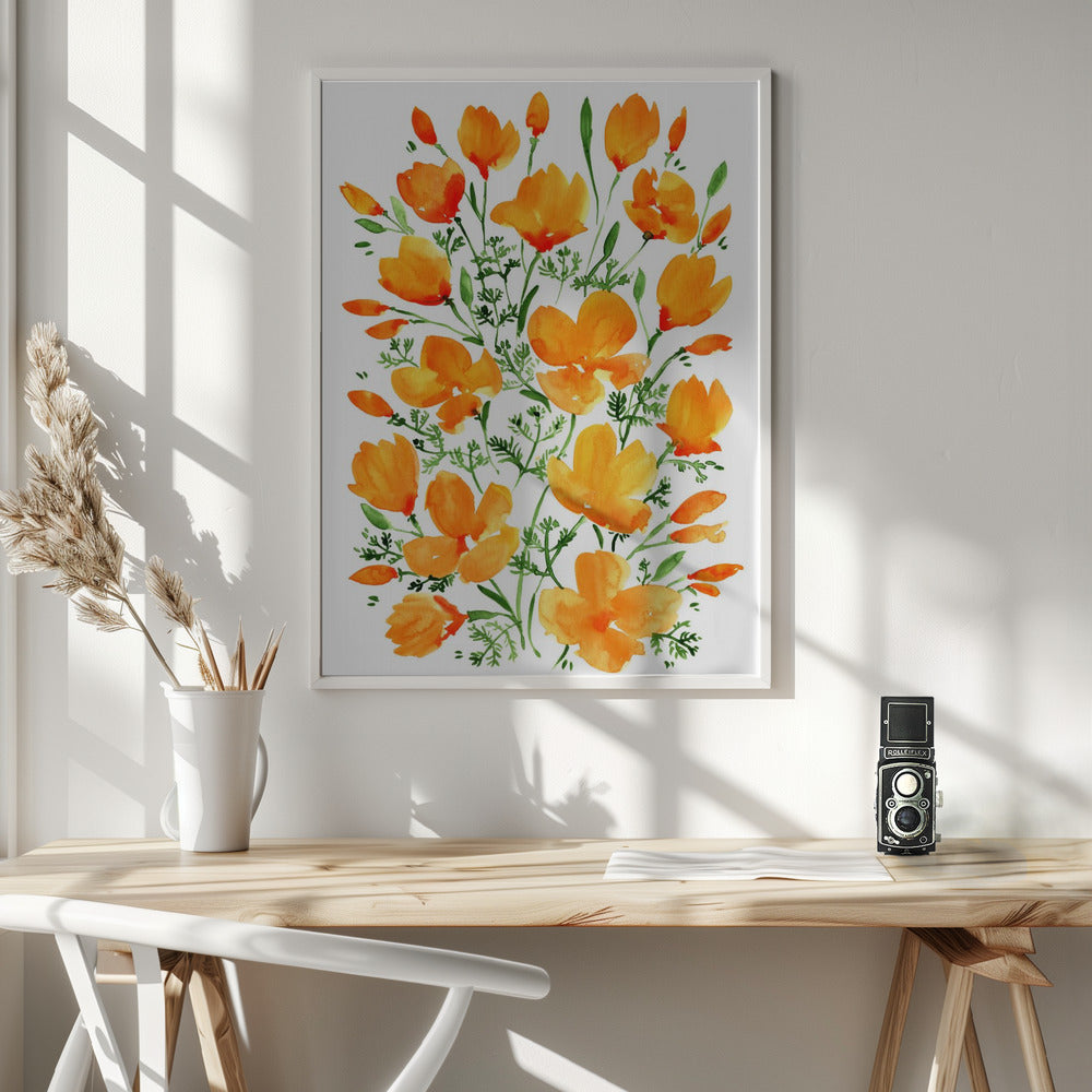 Watercolor California poppies Poster