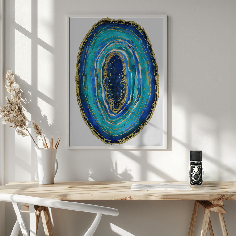 Turquoise and blue geode Poster